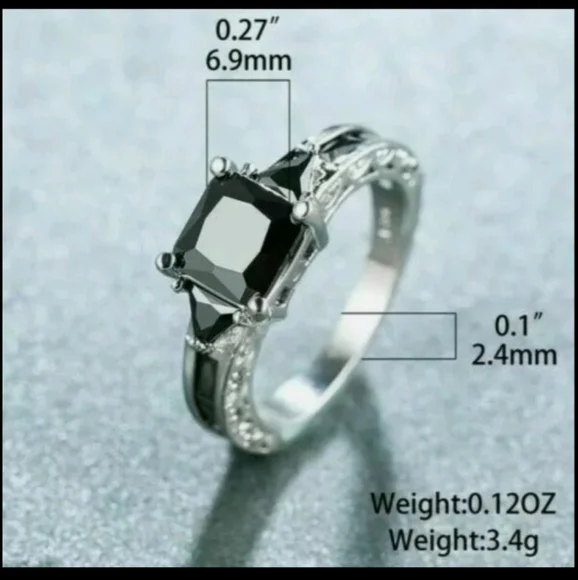 New Princess Cut Black Sapphire Rings - Picture 3 of 4